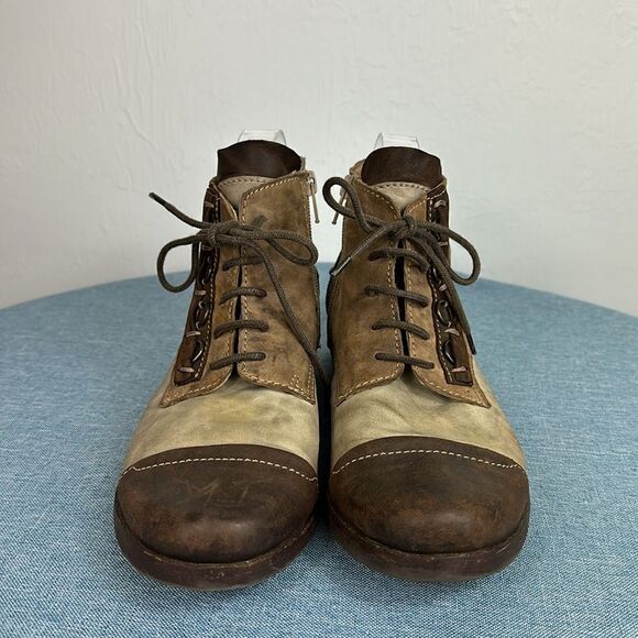 Clocharme Italian Leather Brown Tan Side Zip Ankle Boots Size 7 - Picture 2 of 9